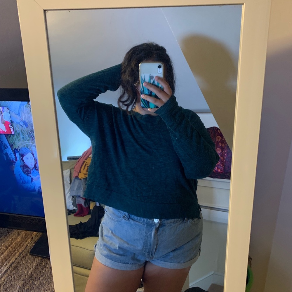 green sweater
